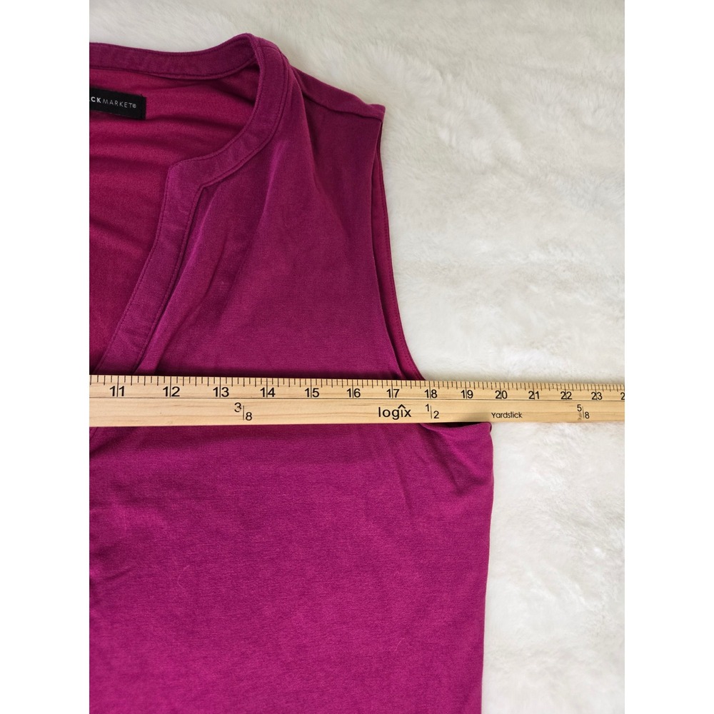 White House Black Market Magenta Pink Sleeveless Henley Tunic Dress Large - Picture 5 of 10